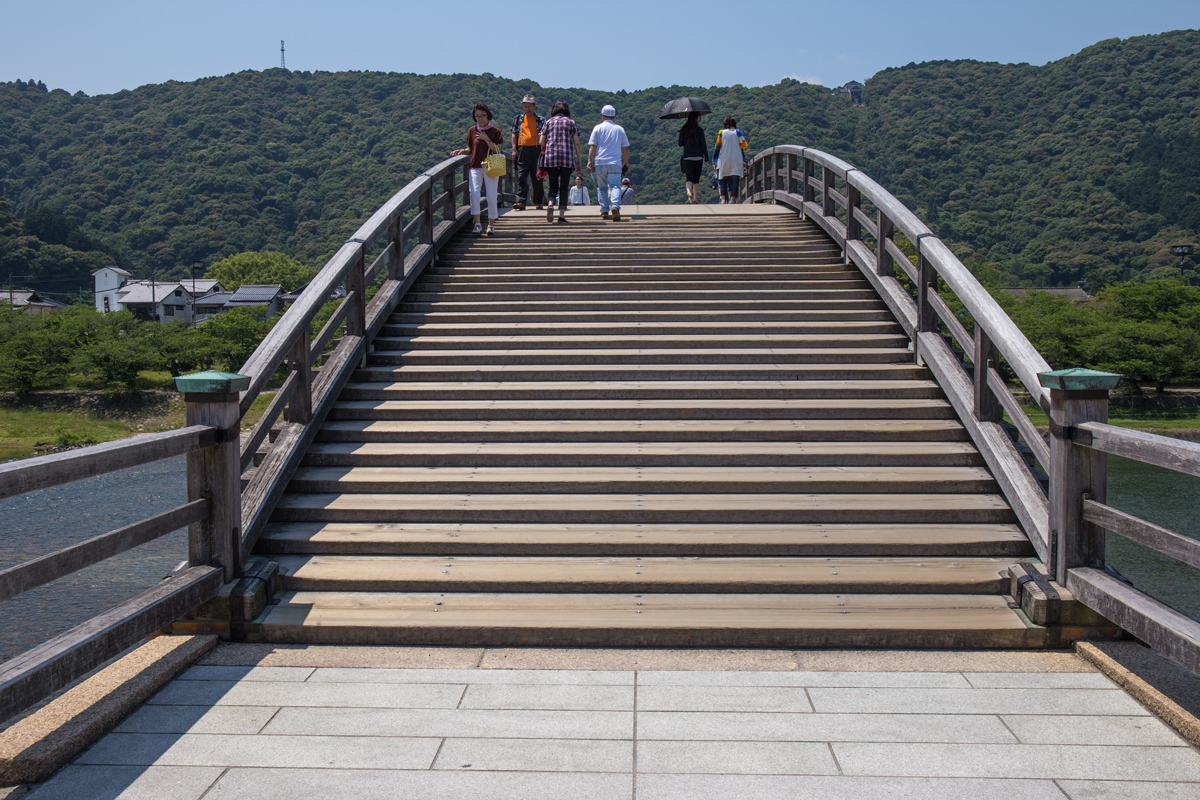 Climbing Stairs at Kintai-kyo Bridge