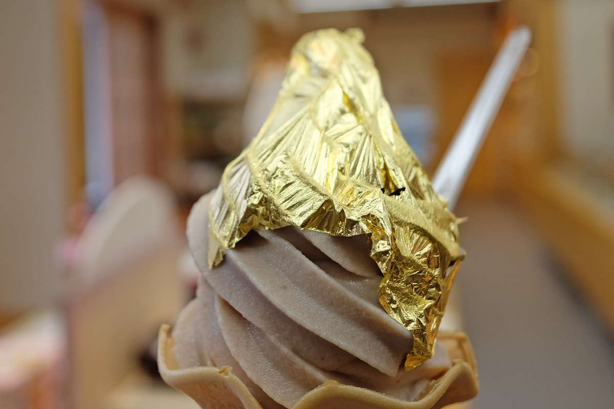 Gold Leaf Coated Ice Cream